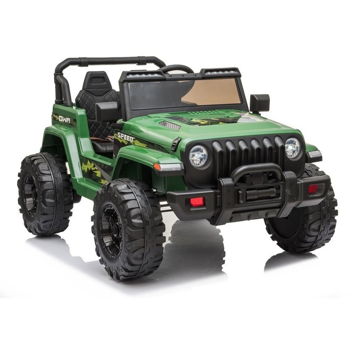 Masina electrica copii, KicsiKocsiBolt, CH9956 Jeep green 12 telecomanda parentala de 2.4 GHz