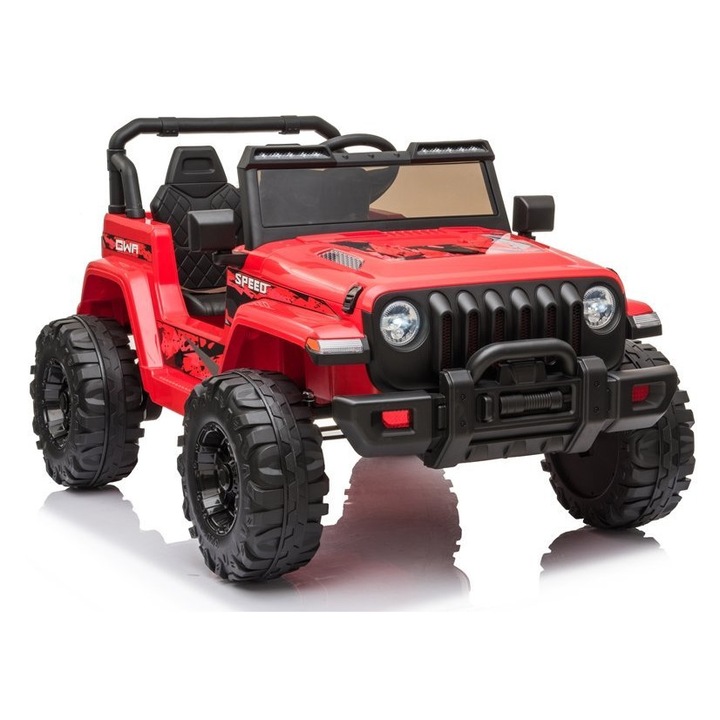 Masina electrica copii, KicsiKocsiBolt, CH9956 Jeep red 12 telecomanda parentala de 2.4 GHz, Roti EVA