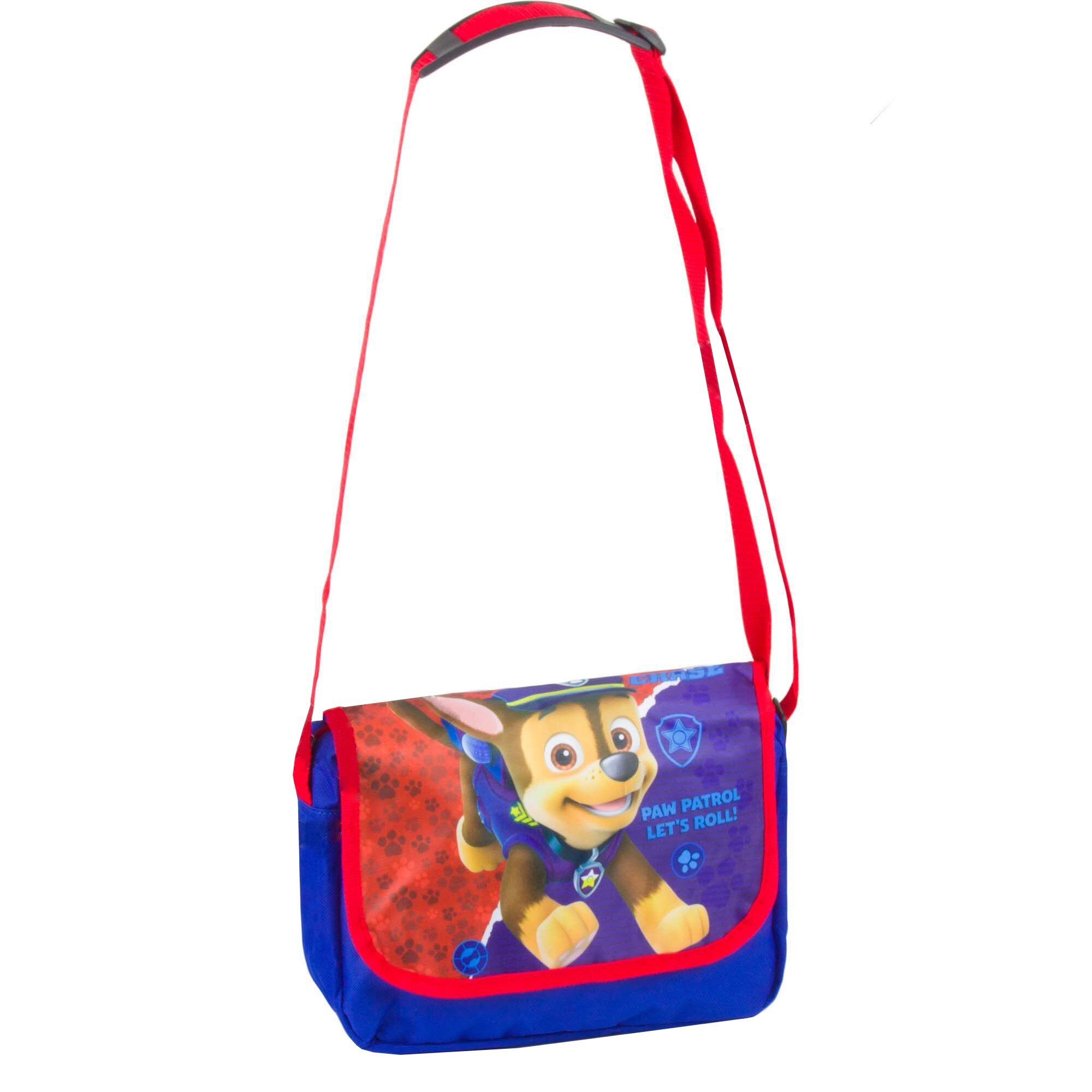 Geanta de umar Paw Patrol, Chase, Material sintetic, Rosu/Albastru
