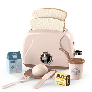 Prajitor de paine de jucarie, toaster cu 2 felii incluse si accesorii - jucarie de rol Prajitor de paine de jucarie, toaster cu 2 felii incluse si accesorii - jucarie de rol