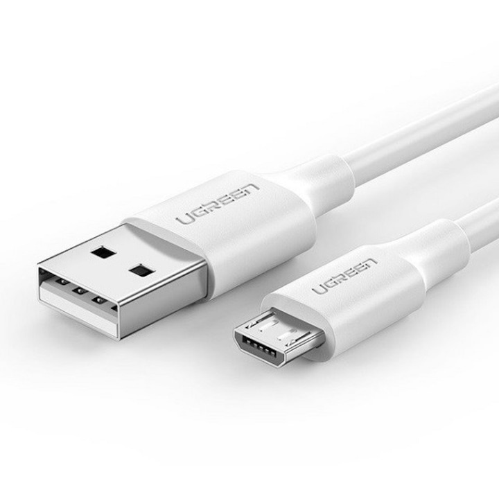 Cablu pentru incarcare si transfer de date UGREEN US289, USB/Micro-USB, Quick Charge 3.0, 2.4A, 50cm, Alb