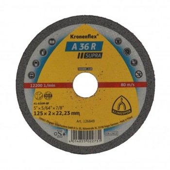 Disc Debitare Klingspor A36R Supra, Universal, Inox, 125 x 2 x 22mm Disc Debitare Klingspor A36R Supra, Universal, Inox, 125 x 2 x 22mm