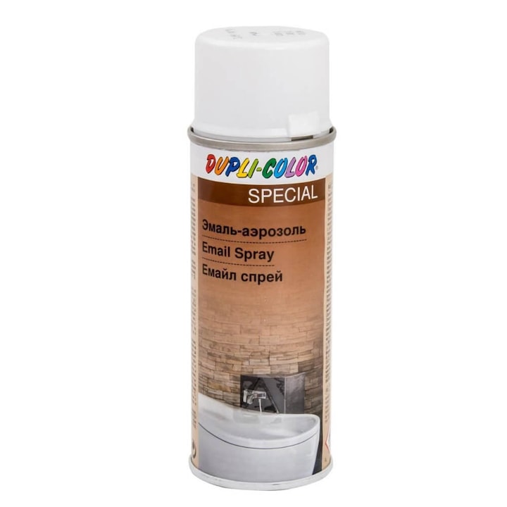 Vopsea Spray Alba Dupli-Color, 200 ml, Pentru Suprafete Emailate