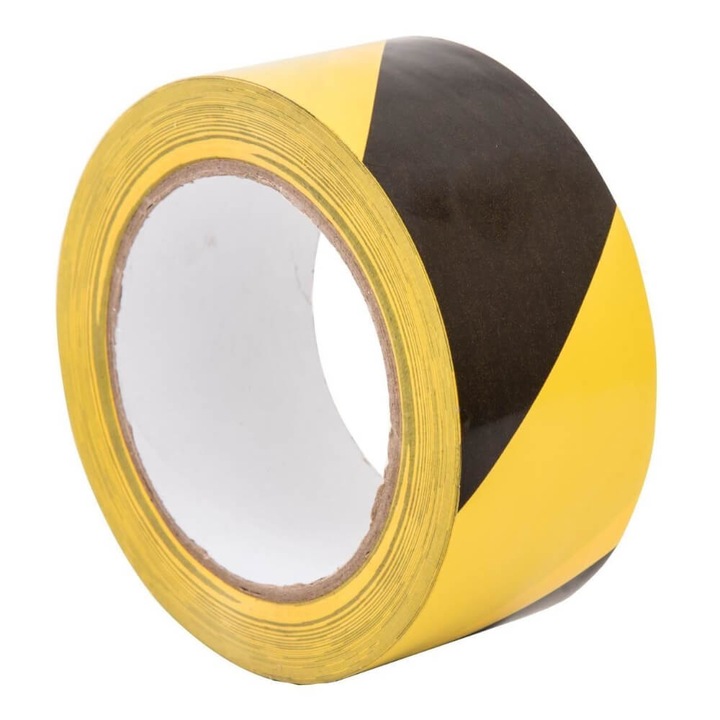 Határoló és jelző szalag, sárga / fekete, 70 mm x 200 m