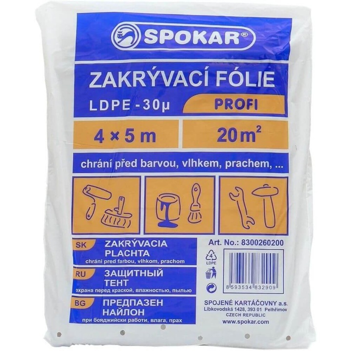 Folie Protectie Suprafete LDPE, 4 x 5m, 30 Microni