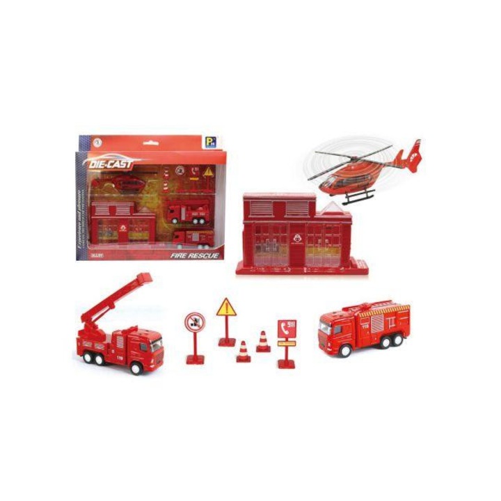 Magic Toys 234681 Nagy tűzoltóság játékszett járművekkel és épülettel