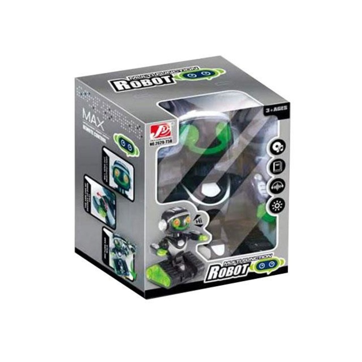 Magic Toys 3587723 Interaktív távirányítós robot fekete-zöld színben fénnyel és hanggal