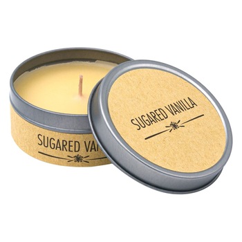 Lumanare cu parfum de vanilie zaharata in cutie metalica, Lioness, 5 x 3.5 cm Lumanare cu parfum de vanilie zaharata in cutie metalica, Lioness, 5 x 3.5 cm