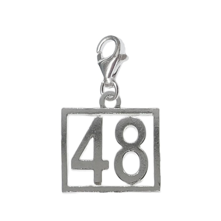 Pandantiv argint carabina Cifra 48 numar norocos cifre aniversare 10254_8320 Dras 48 Argintiu