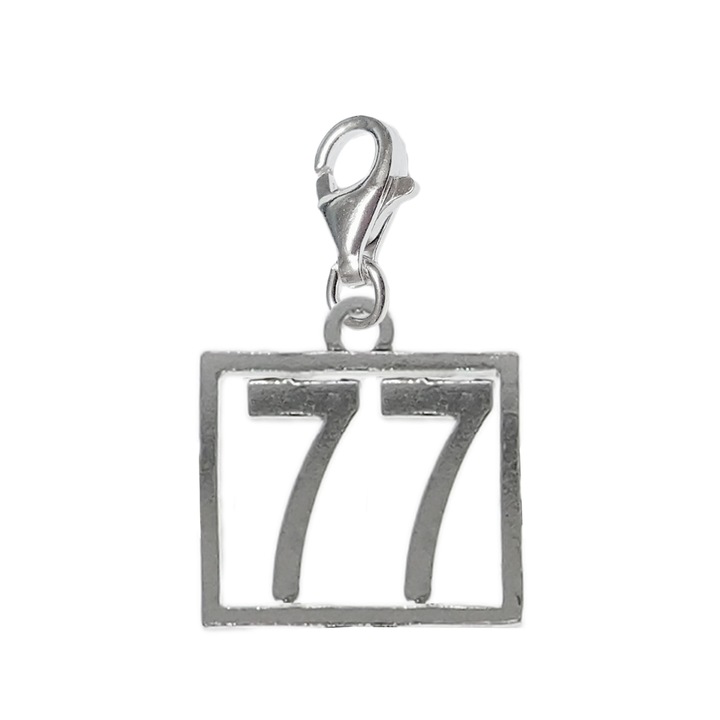 Карабинер сребърна висулка номер 77 късметлийско число юбилейни числа 10247_7320 Dras 77 сребро