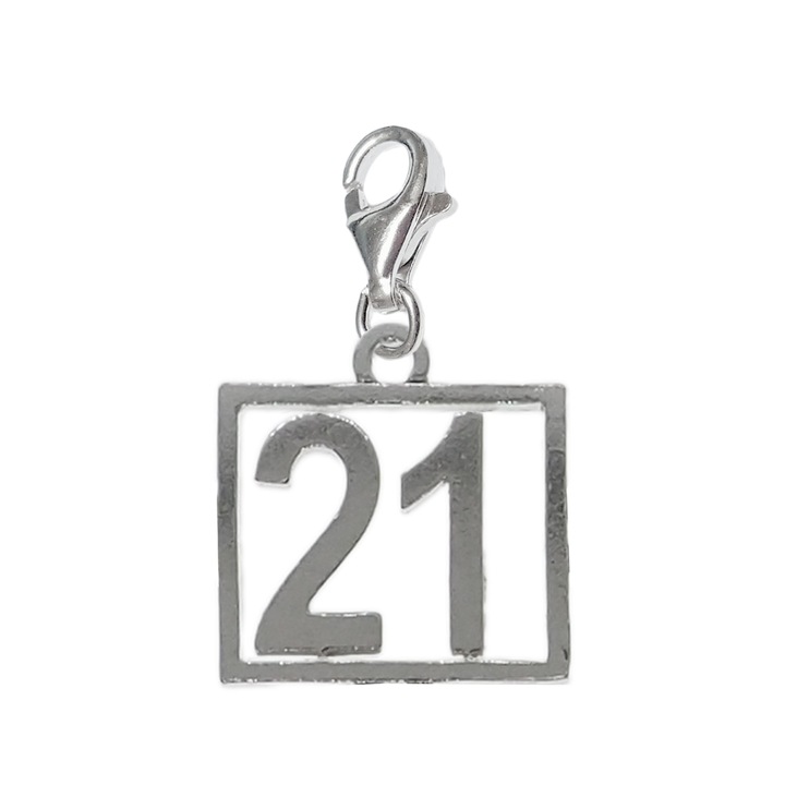 Pandantiv argint carabina Cifra 21 numar norocos cifre aniversare 10252_1320 Dras 21 Argintiu