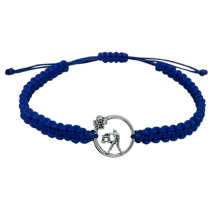 Bratara snur albastru impletita manual personalizata zodie Balanta argint zodiac european 10150240 Dras 15-27 cm reglabila