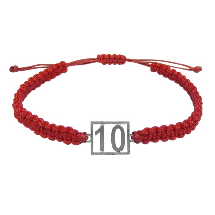 Bratara snur albastru impletita manual personalizata Cifra 10 argint numar norocos cifre aniversare 10251_0260 Dras 8209