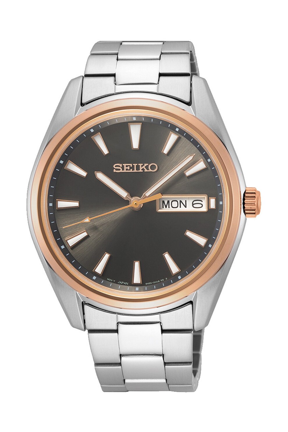 Seiko, Ceas din otel inoxidabil, Argintiu/Auriu rose/Gri inchis
