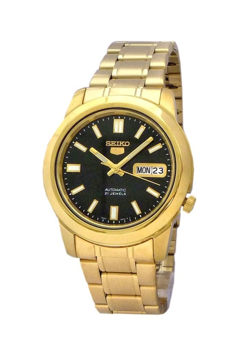Seiko, Ceas automatic din otel inoxidabil, Auriu/Negru
