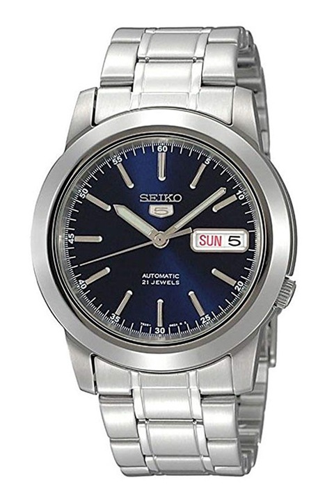 Seiko, Ceas din otel inoxidabil cu detaliu logo, Argintiu/Bleumarin