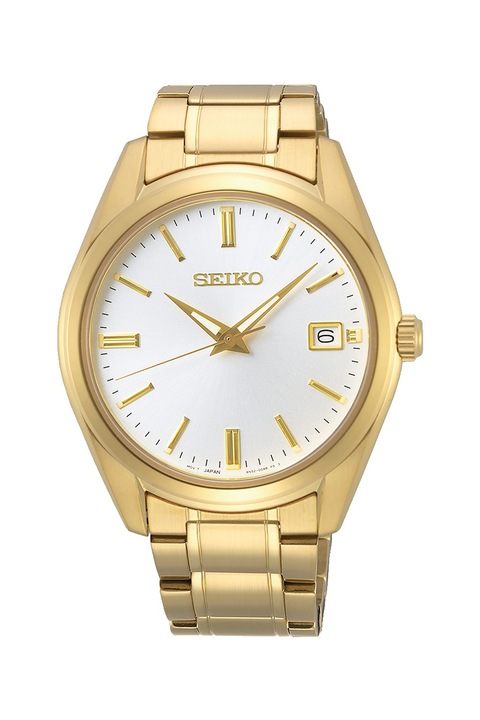Seiko, Овален часовник с метална верижка, Златист