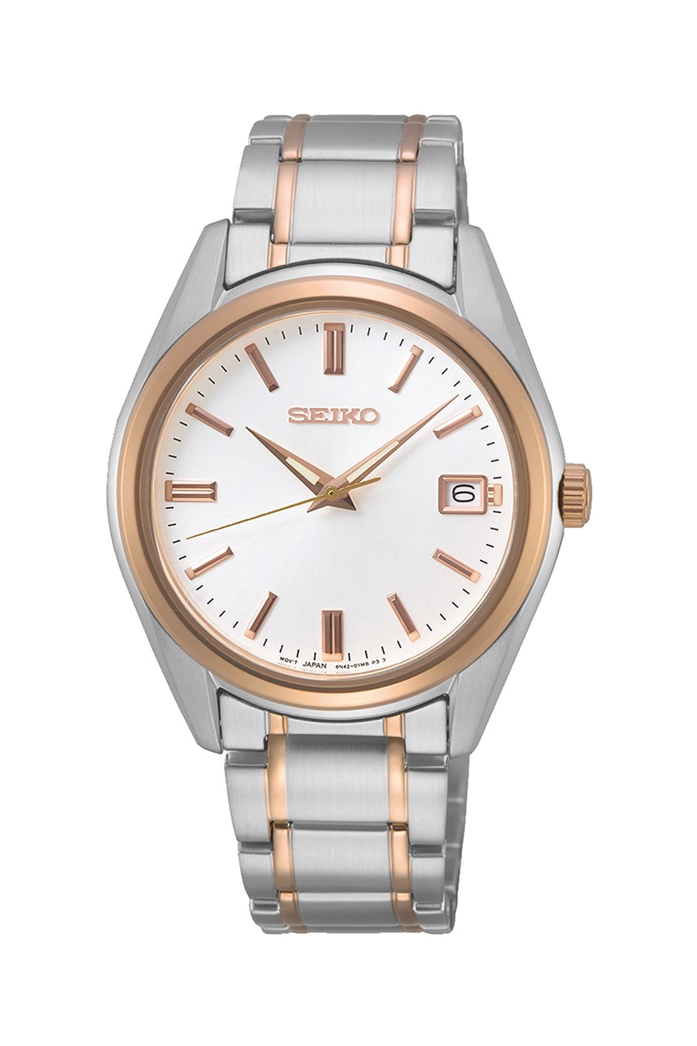 Seiko, Ceas din otel inoxidabil cu model bicolor, Argintiu/Auriu rose