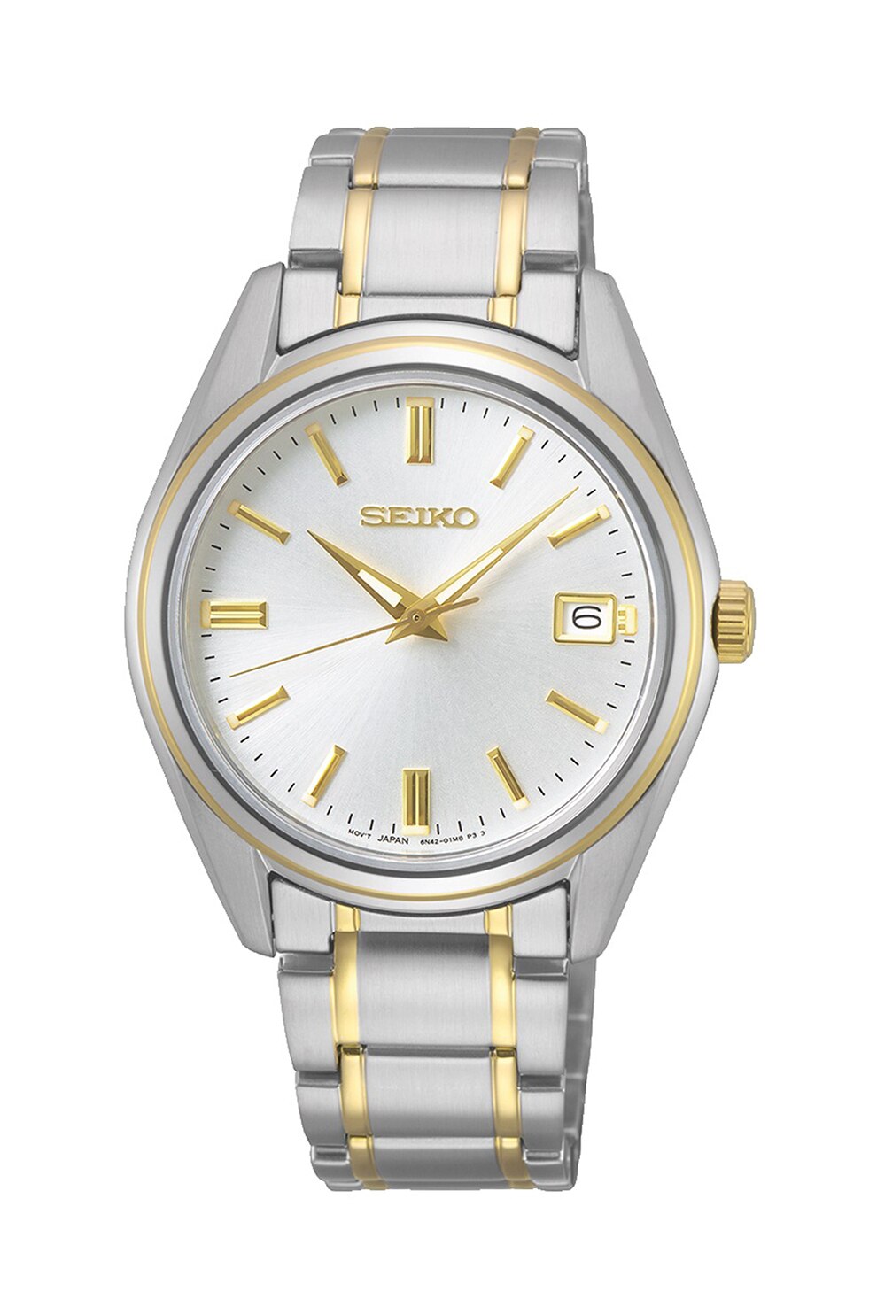 Seiko, Ceas in doua nuante cu bratara metalica, Argintiu/Auriu