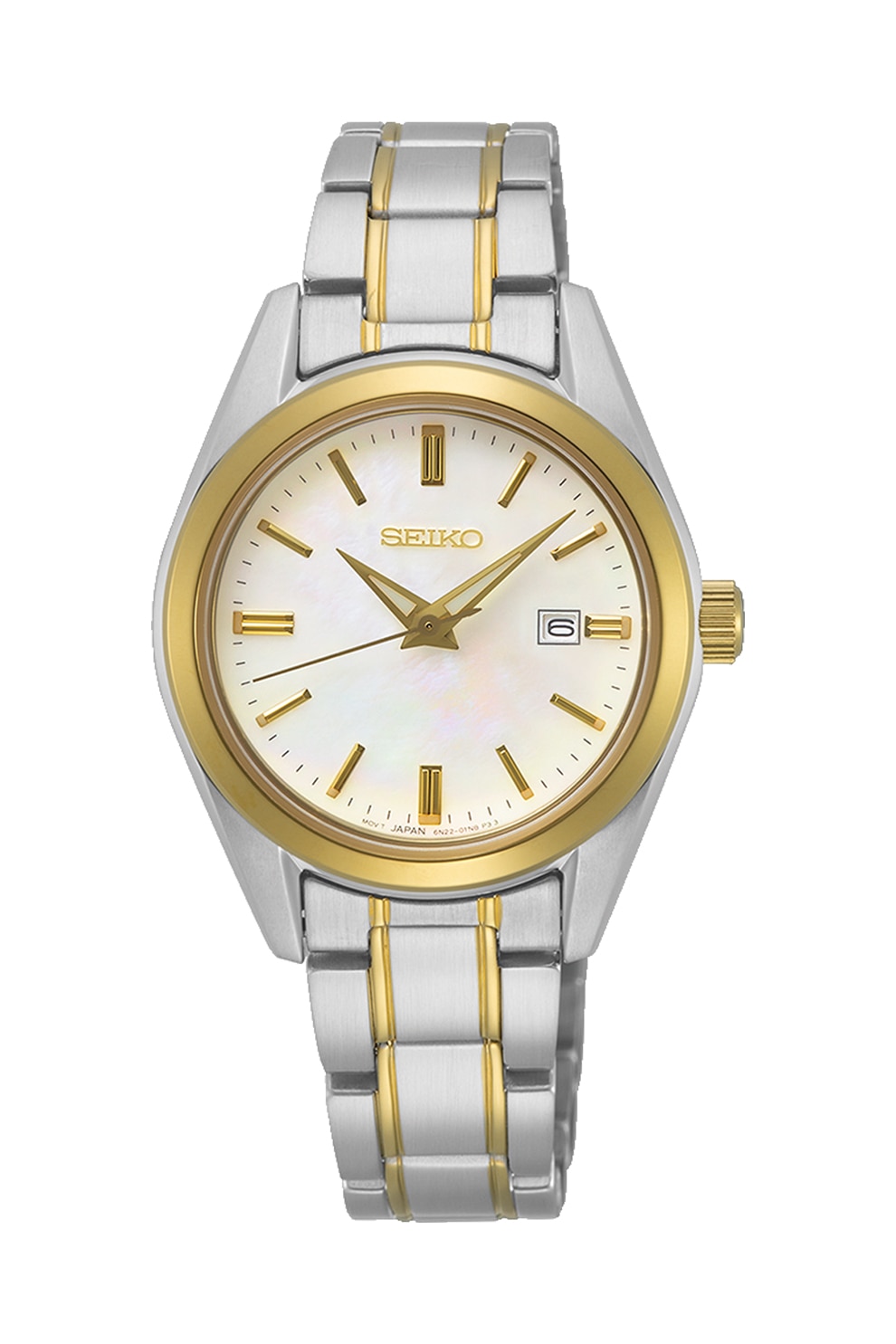 Seiko, Ceas quartz din otel inoxidabil, Argintiu/Auriu