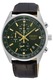 Seiko, Часовник с хронограф и кожена каишка, Сребрист / Тъмнокафяв