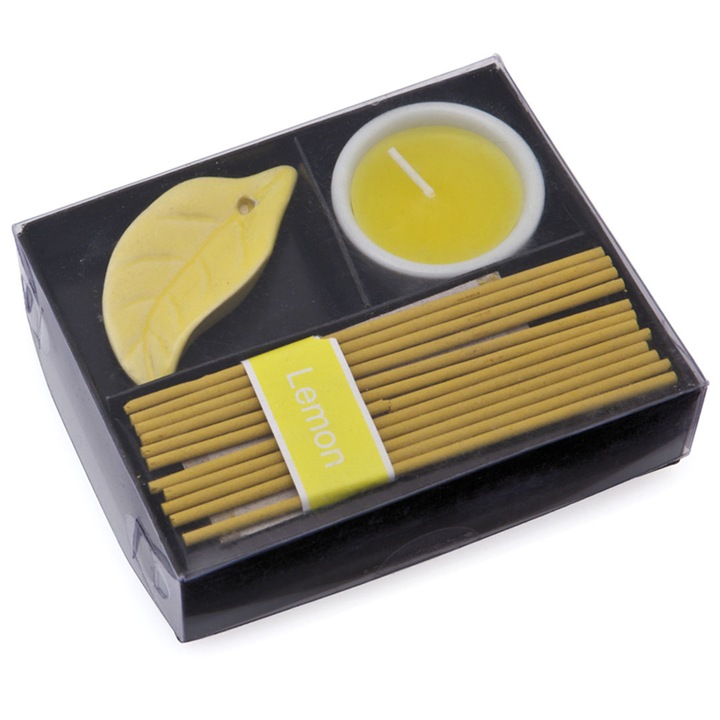 Set Betisoare parfumate si Lumanare cu parfum de Lamaie Nikel