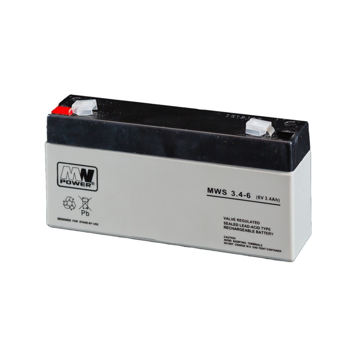 Оловна батерия MPL Power Electro SP. ZO.O., тип MWS, акумулаторна, 6V, 3.4Ah