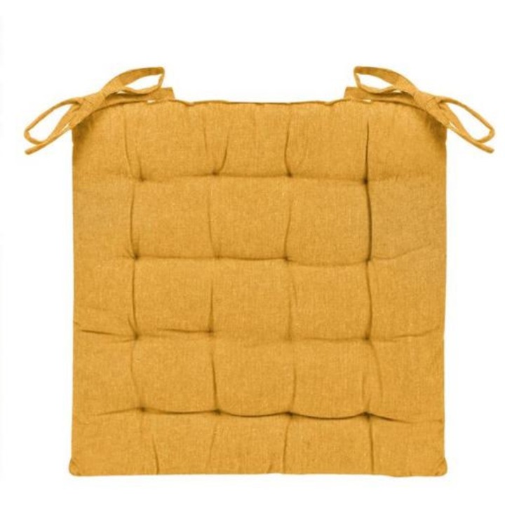 Perna scaun ocru, sistem de prindere, bumbac, 40x40x4 cm