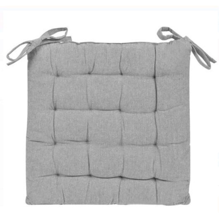 Perna scaun gri, sistem de prindere, bumbac, 40x40x4 cm