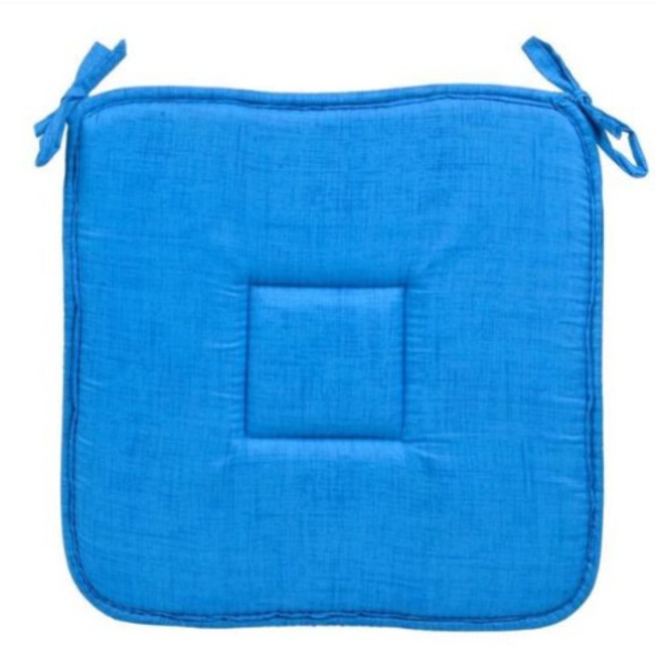 Perna scaun albastru, sistem de prindere, bumbac+poliester, 39x39 cm