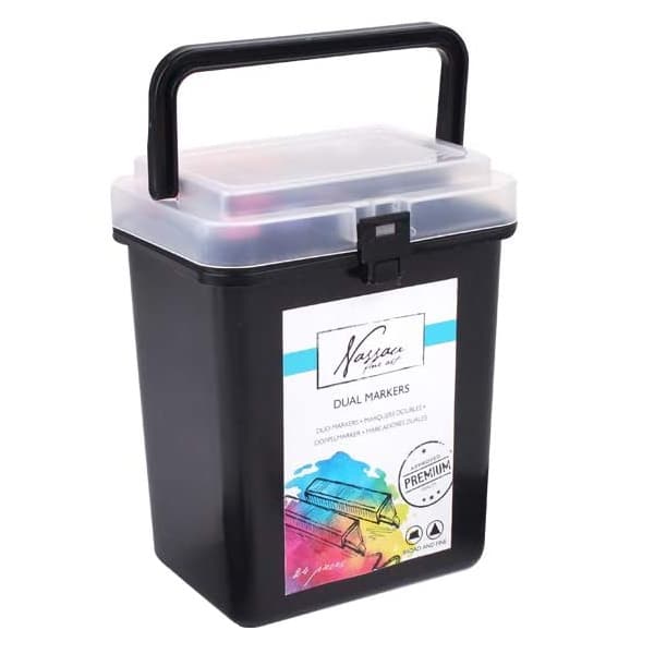 Set 24 piese markere premium Nassau Fine Art cu 2 capete diverse culori