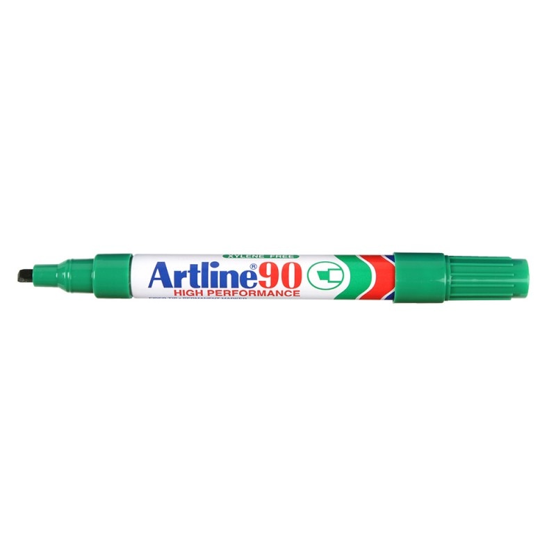 Marker permanent ARTLINE 90, corp metalic, varf tesit 2.0-5.0mm, verde