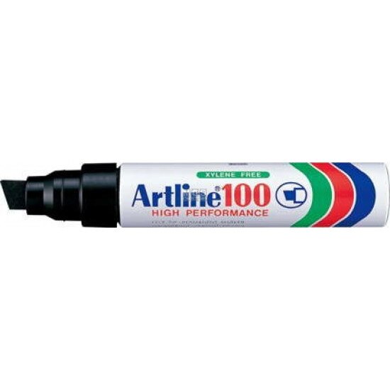 Marker permanent ARTLINE 100, corp metalic, varf tesit 7.5-12.0mm, negru