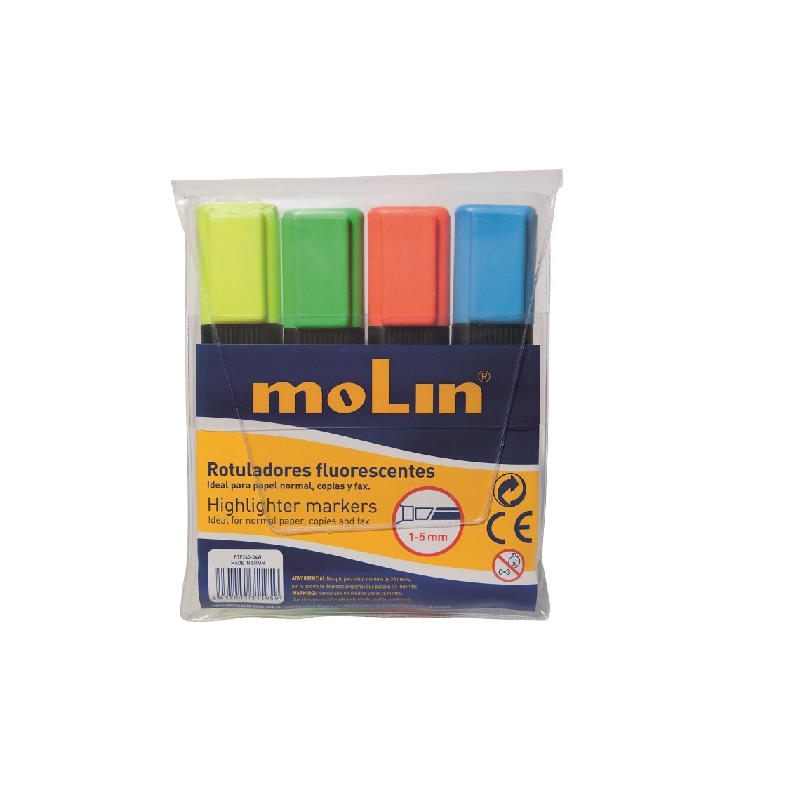 Set textmarkere varf lat, 4 culori/set, MOLIN