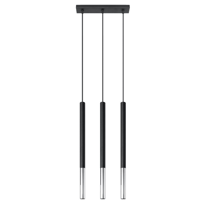 Lampa suspendata Mozaic negru/crom otel 3 becuri tub modern de interior