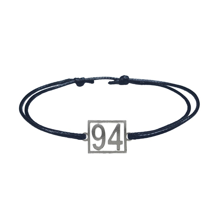 Bratara snur negru personalizata Cifra 94 argint numar norocos cifre aniversare 10249_4260 Dras 8113