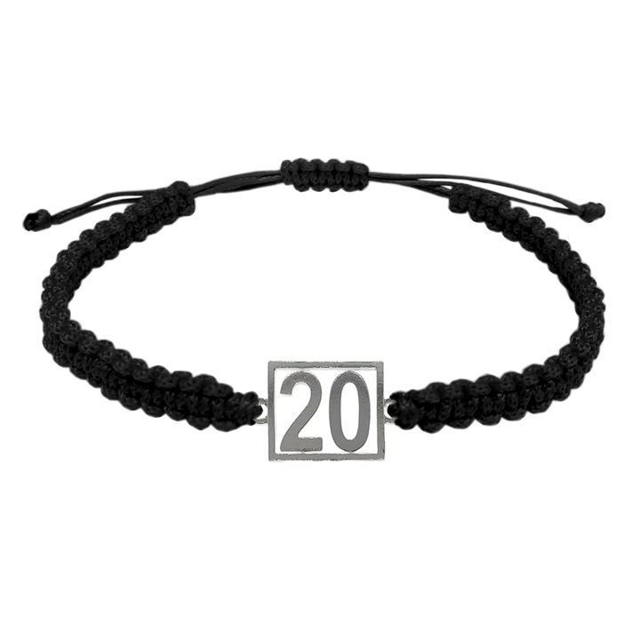 Bratara snur albastru impletita manual personalizata Cifra 20 argint numar norocos cifre aniversare 10252_0260 Dras 8219