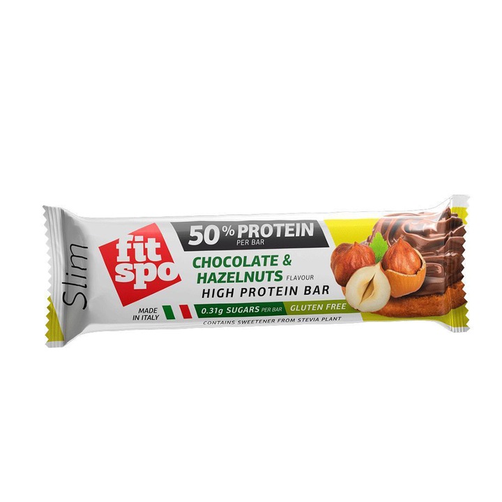 Protein szelet, Fit Spo, vékony, csokoládé mogyoró, 0,050 kg