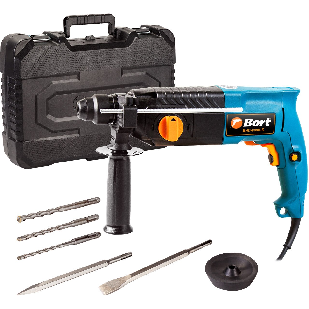 Ciocan rotopercutor BORT BHD-800N-K, 3J, SDS+, 800W, Negru/Albastru