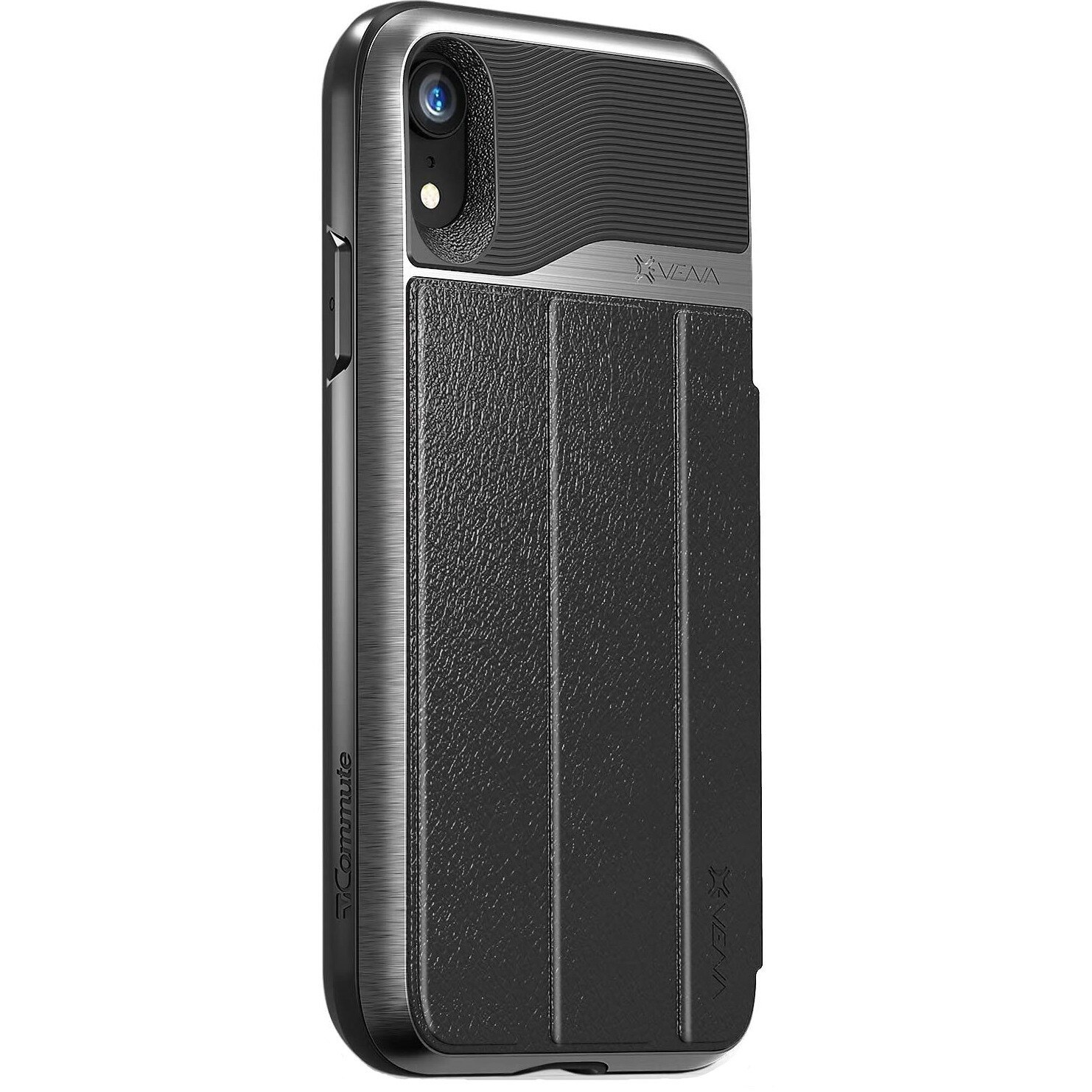 Carcasa Vena vCommute pentru iPhone XR, Wallet Case, Slot Card si Kickstand, Gri-Negru