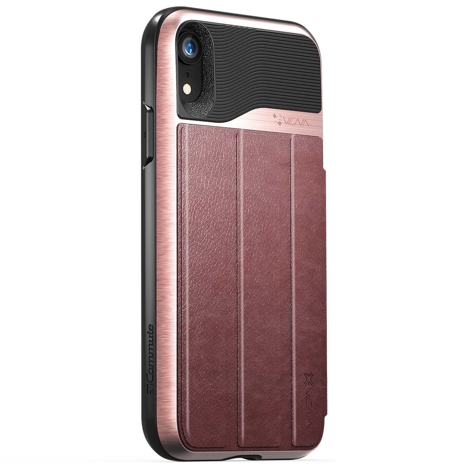 Carcasa Vena vCommute pentru iPhone XR, Wallet Case, Slot Card si Kickstand, Roz-Auriu