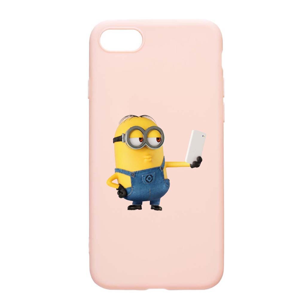Husa Apple iPhone SE 2 / iPhone 7 / iPhone 8, Minion Selfie, rezistenta la uzura, anti-alunecare, din silicon Premium, PinkSand, PS211