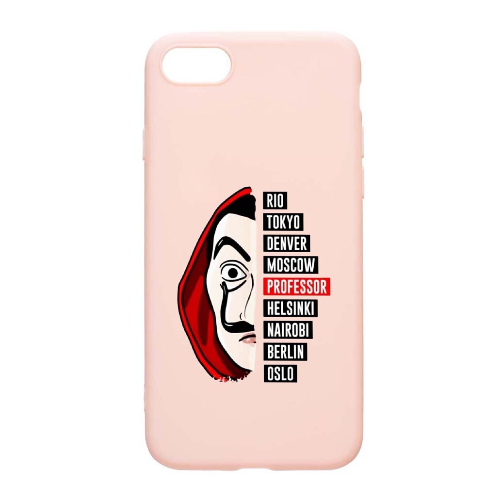 Husa Apple iPhone SE 2 / iPhone 7 / iPhone 8, La Casa De Papel, rezistenta la uzura, anti-alunecare, din silicon Premium, PinkSand, PS302