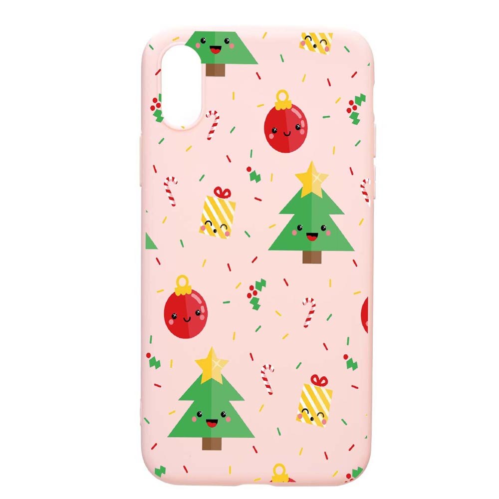 Husa Apple iPhone XS / X, Xmas, rezistenta la uzura, anti-alunecare, din silicon Premium, PinkSand, PS309