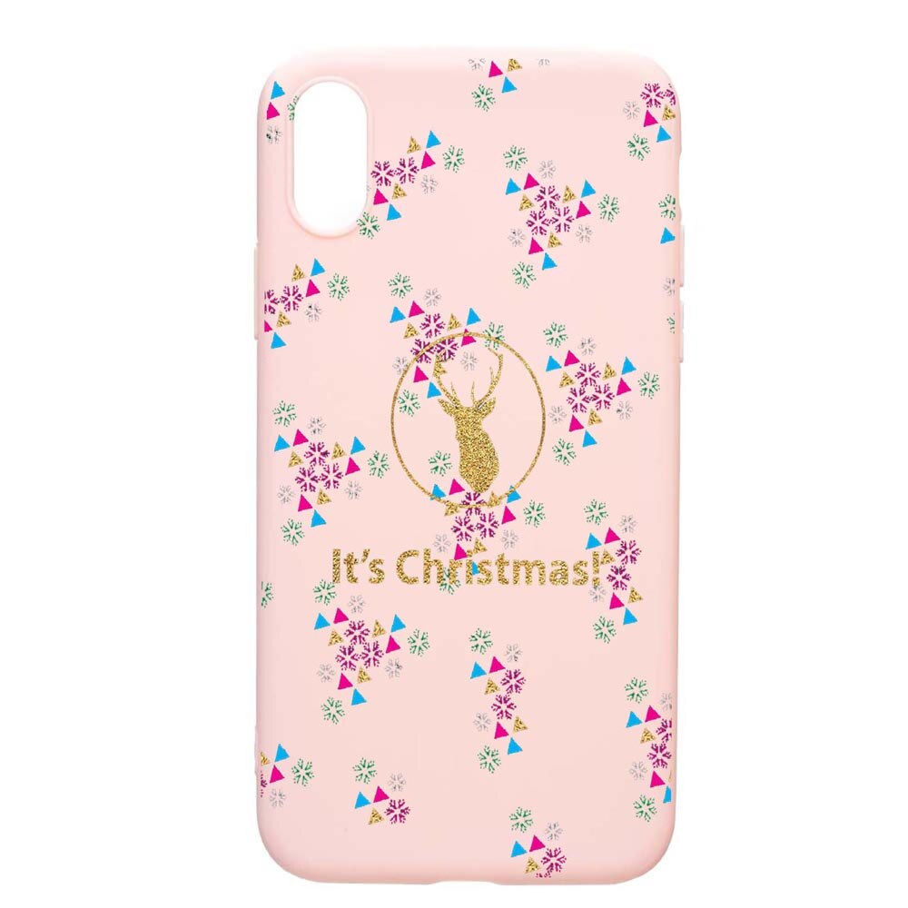 Husa Apple iPhone XS / X, Xmas, rezistenta la uzura, anti-alunecare, din silicon Premium, PinkSand, PS313