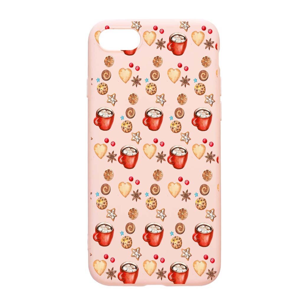 Husa Apple iPhone SE 2 / iPhone 7 / iPhone 8, Xmas Coffee, rezistenta la uzura, anti-alunecare, din silicon Premium, PinkSand, PS343