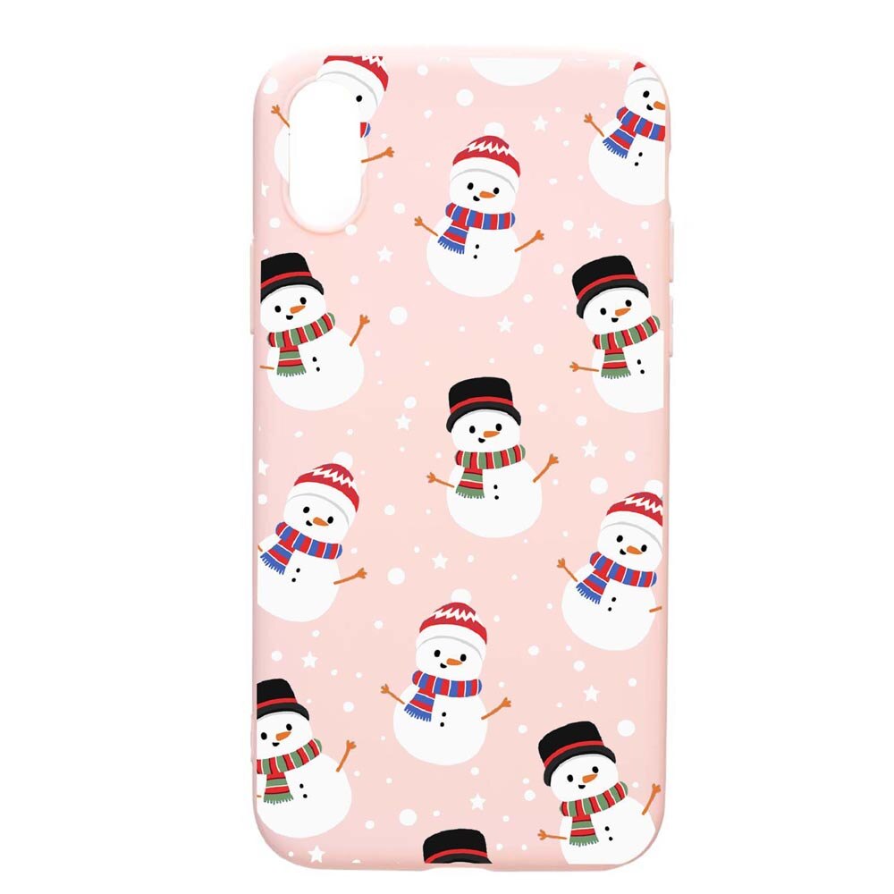 Husa Apple iPhone XS / X, Snowman, rezistenta la uzura, anti-alunecare, din silicon Premium, PinkSand, PS351