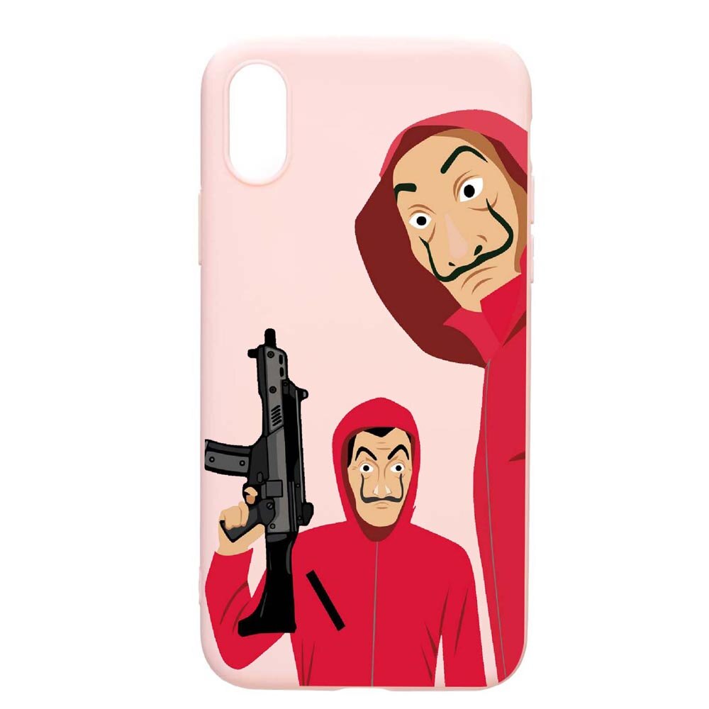 Husa Apple iPhone XS / X, La Casa De Papel, rezistenta la uzura, anti-alunecare, din silicon Premium, PinkSand, PS392