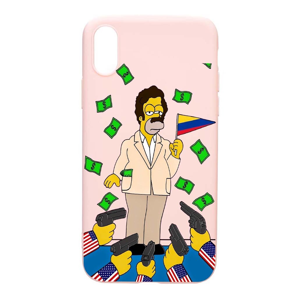Husa Samsung Galaxy A10, Narcos - Simpsons, rezistenta la uzura, anti-alunecare, din silicon Premium, PinkSand, PS439