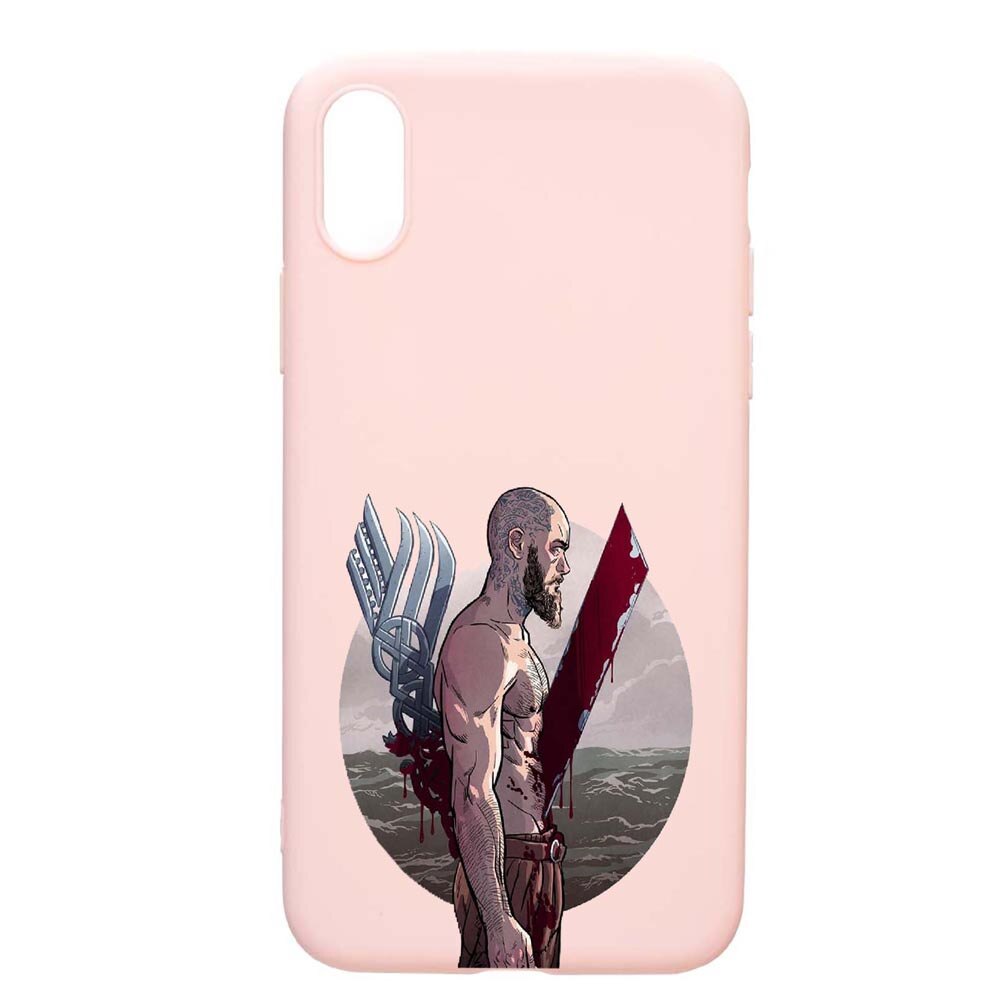 Husa Samsung Galaxy A10, Vikings Ragnar Lothbrok, rezistenta la uzura, anti-alunecare, din silicon Premium, PinkSand, PS455